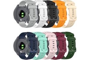 RuenTech Bands Compatible with Garmin Vivoactive 4S/Vivomove 3S/Venu 2S/Venu 3S/Forerunner 255S 265S Band, Silicone Quick Release Straps 18MM Replacement Wristband (10 Colors)