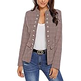 luvamia Women's Open Front Long Sleeves Work Blazer Casual Buttons Jacket Suit