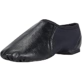 Linodes Unisex PU Leather Upper Slip-on Jazz Shoe with Circle Elastic for Women and Men's Dance Shoes