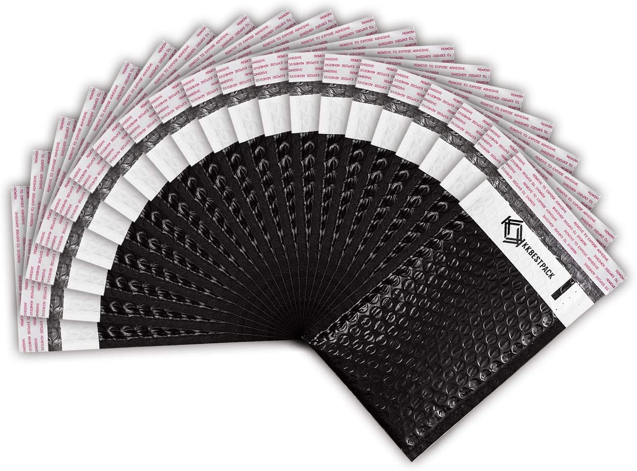 Kkbestpack Poly Bubble Mailers 4x8 Inch Self Seal Padded Envelopes #000 Black, Pack of 50, ZZ47B