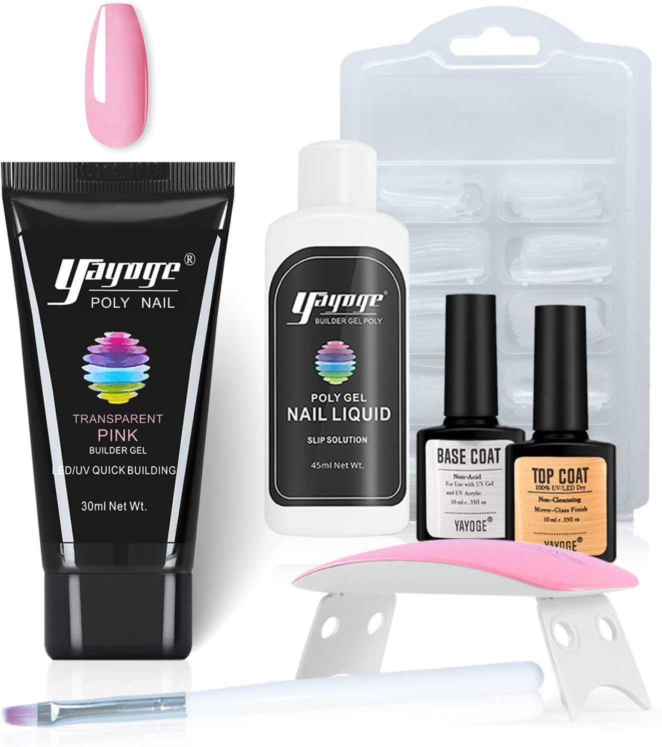 Yayoge Poly Gel Nail Kit Builder Gel for Nails with UV LED Nail Lamp Nail Light Nail Extension Gel with Slip Solution All In One Kit for Nail Manicure Beginner Starter Kit DIY at Home