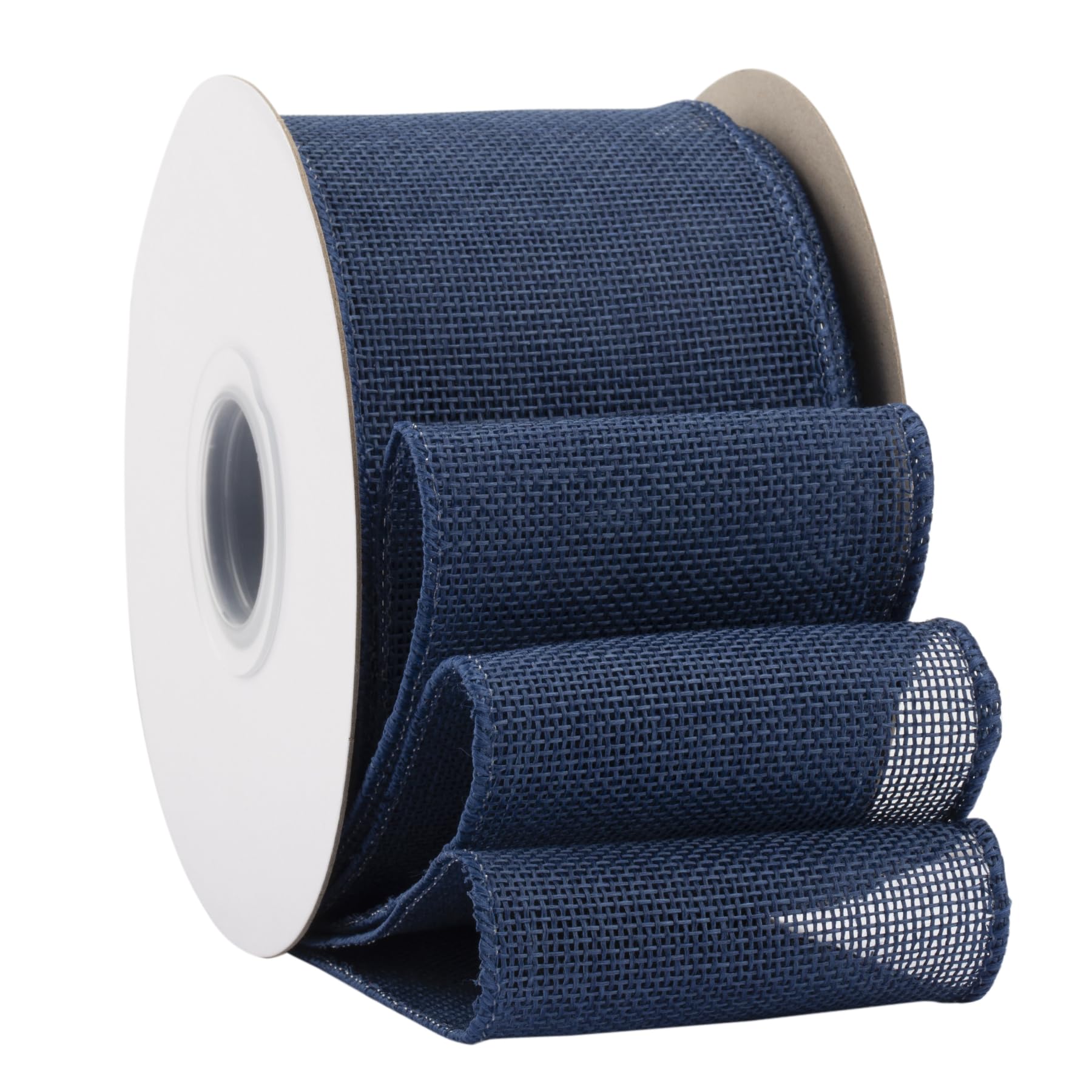 Ribbonitlux Navy Burlap Wired Ribbon, 75mm x 18 Meters, Wired Edge Burlap Ribbon for Gift Wrapping, Big Bow, Wreath, and Christmas Tree Decoration