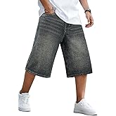 GINGTTO Mens Baggy Jean Shorts Loose Fit Long Denim Shorts Below Knee 15 Inch Inseam