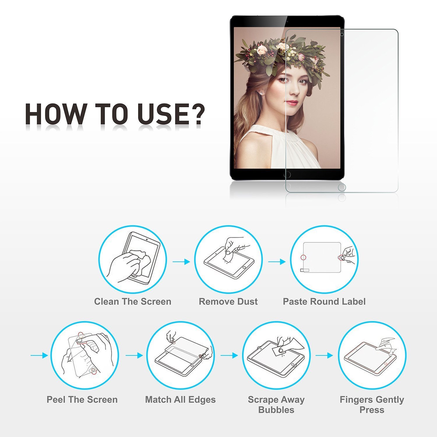 New iPad 9.7 inch 2018 2017/iPad Pro 9.7/iPad Air 2/iPad Air Screen Protector, GDSZHS High Definition Clear 9H Hardness Scratch Resistant Tempered Glass Screen Protector