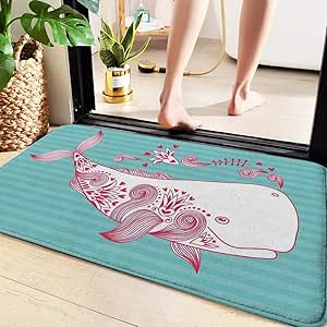 Alfombrilla de Baño Antideslizantes de 60X100 cm,Ballena, pez grande