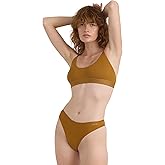 Organic Basics womens Core Ribbed Cotton Thong Underwear