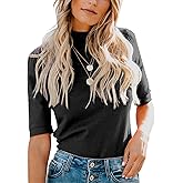 LIYOHON Womens Tops Dressy Casual Mock Turtleneck Business Short Sleeve T Shirts Going Out Tops 2026