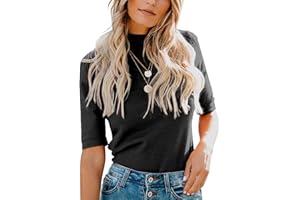 LIYOHON Womens Tops Dressy Casual Mock Turtleneck Business Short Sleeve T Shirts Going Out Tops 2025