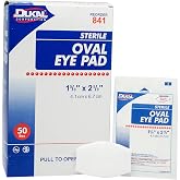 Dukal 841 Oval Eye Cotton Pads 1 5/8 in. x 2 5/8. in. (Box of 50) | Sterile, Individually Wrapped, Non Woven Cover, Sealed Edges, Easy Place Tab, Latex Free, Dispenser Box