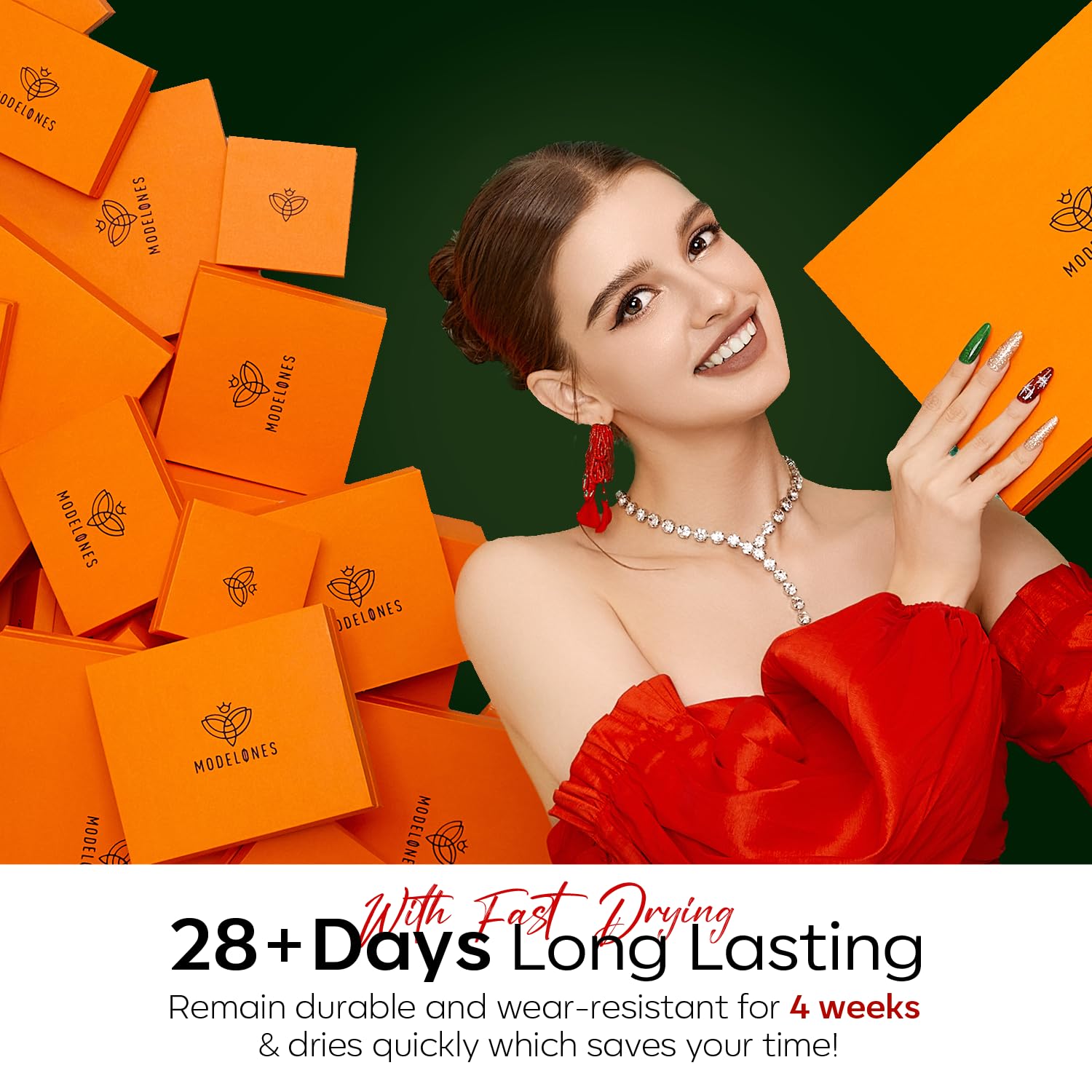 modelones 6 Colors Christmas Gel Nail Polish Set, Winter Red Glitter Dark Green White Gold Silver New Year Gel Polish Kit Soak Off Nail Art Manicure Home Gift for Women Girls - Image 7