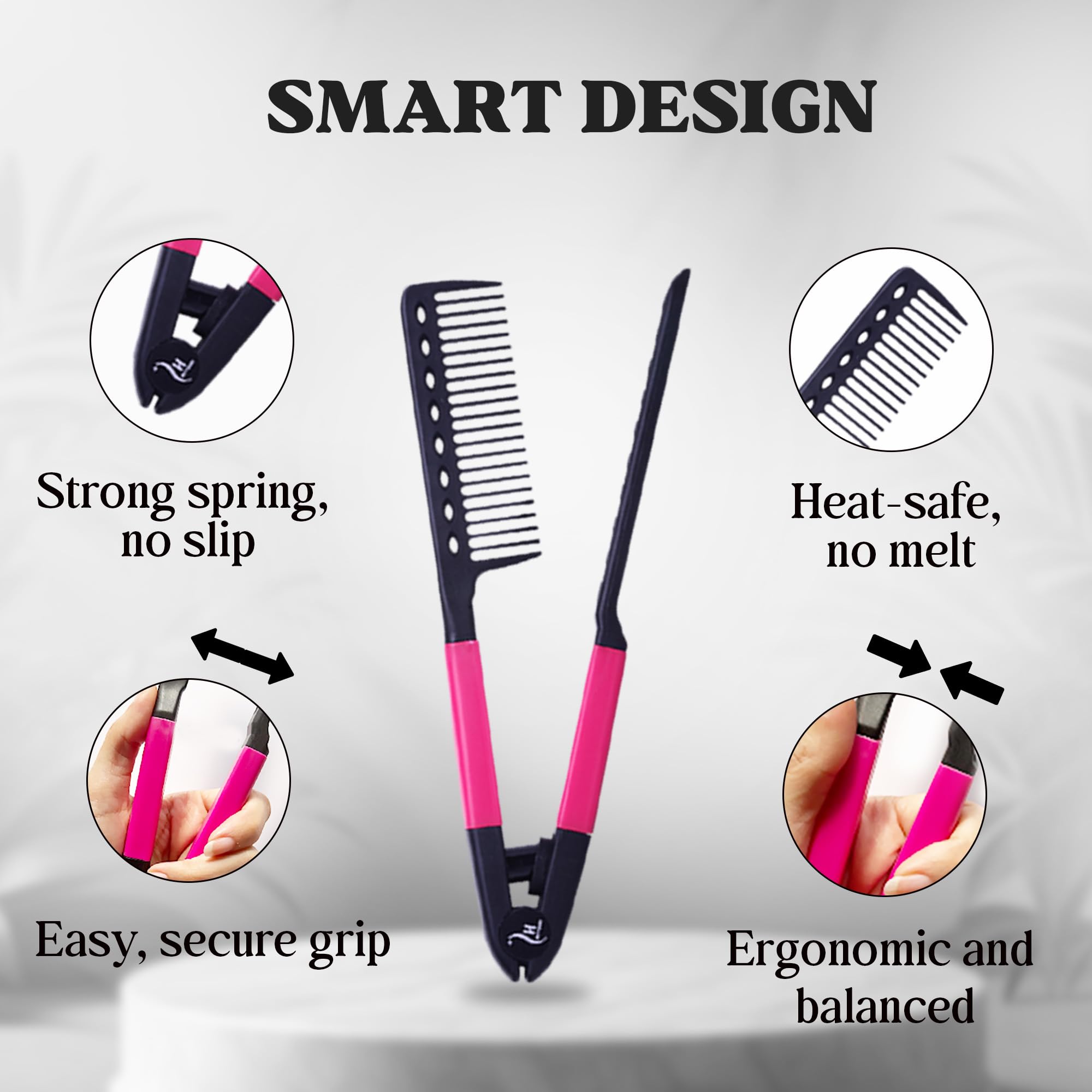 HerStyler Herstyler Hair Straightening Comb - Straightener Comb for Flat Iron - Makes Styling Easy - Get Straight Hair in Minutes (Pink)