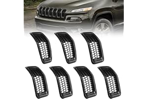 JINCHEN 7pcs Grill Mesh Inserts Fit for Jeep Cherokee 2014-2018, Honeycomb Mesh Front Grill Inserts Grille Cover Frame Trims (Bright Black)