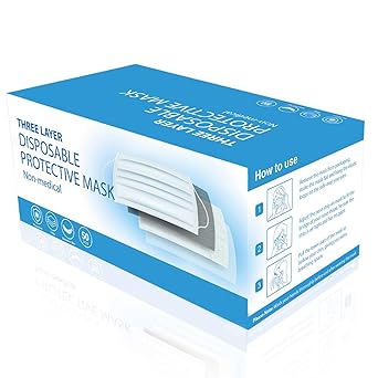 Download Free Keplin 3 Ply 3 Layer Polypropylene Face Mask Pack Of 50 Amazon Co Uk Business Industry Science PSD Mockup Template