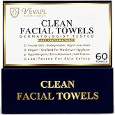VÊVAPL® - VEVAPL Clean Facial Towels XL – 60 Towels | 100% Viscose, Disposable Face Towel, Dermatologist Tested, Ultra Soft, Ultra Thick 90GSM for Skincare, Makeup Removal & Daily Cleansing