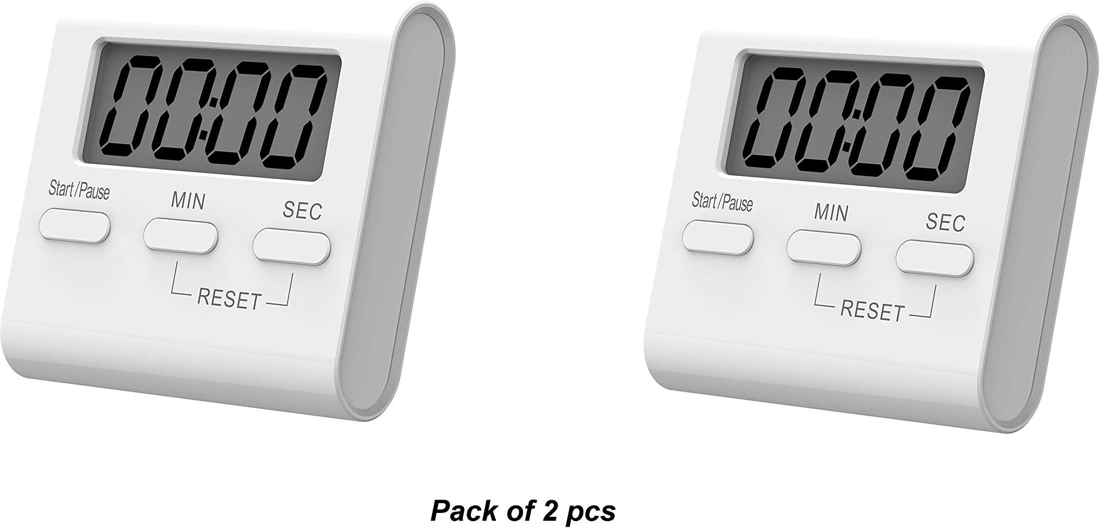 Bhaguji Kitchen Digital Timer New Design Elegant Shape Digital Cooking Timer Loud Alarm Large Display Magnetic Backing Simple Operation for Cooking Baking Sports Games Office, White Square (Pack of 2)
