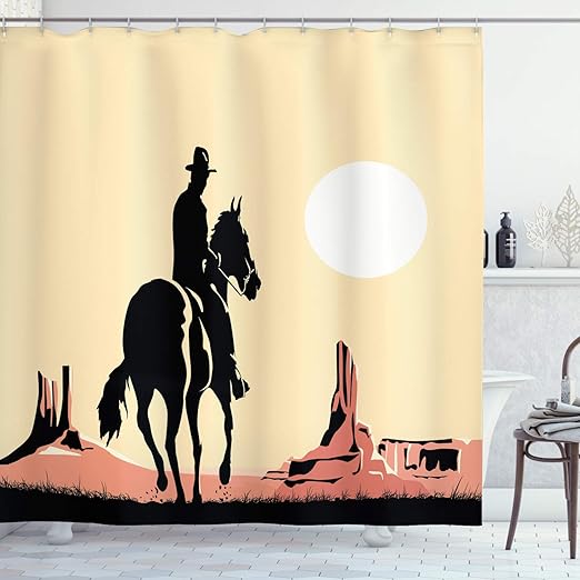Amazon Com Ambesonne Western Shower Curtain Image Art Of Cowboy