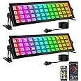 OPPSK LED Stage Wash Light Bar - 96W RGBCW DJ Lights Bar 2 Pack IP66 Waterproof Color Changing by Remote & Smart APP Control Uplighting for Events Outdoor Indoor Wedding Disco Party Home Decoration