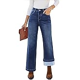 luvamia Flare Jeans for Women Thin Fleece Lined High Waisted Wide Leg Trendy Fall Stretchy Denim Pants Trouser Jeans