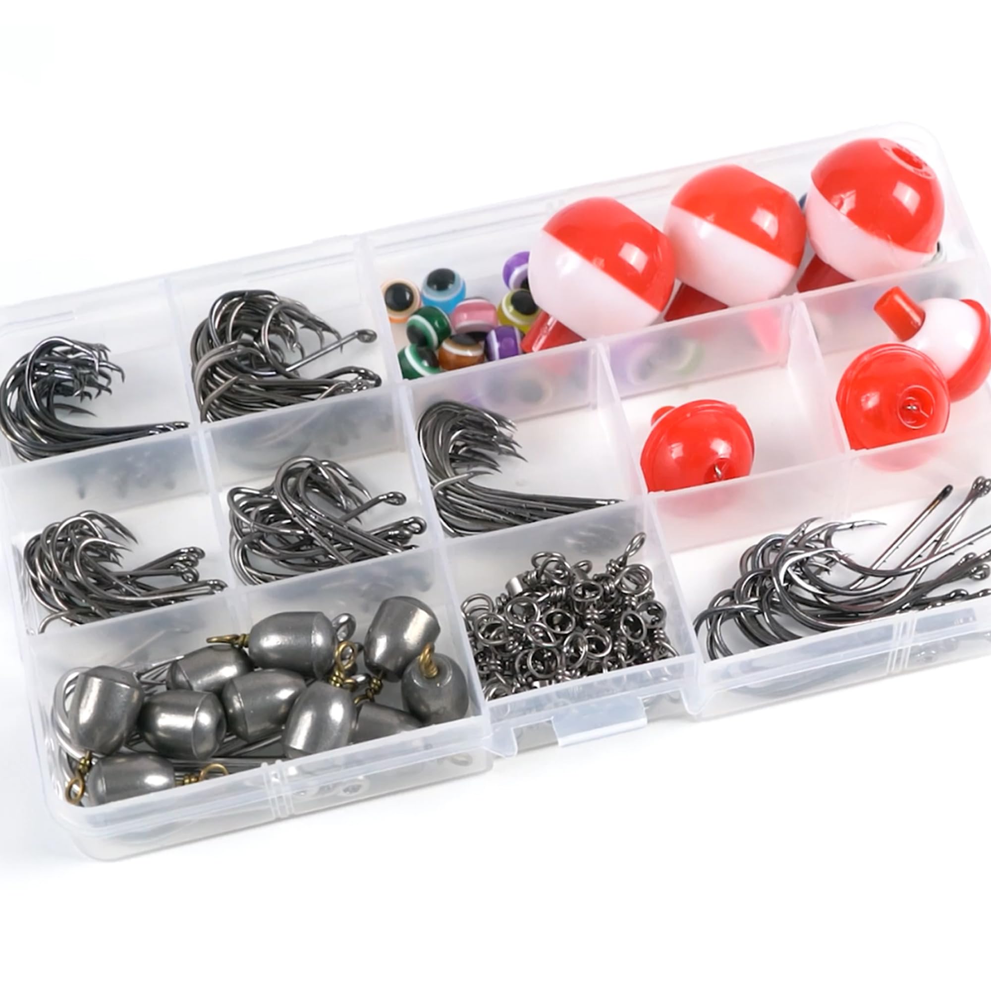 Fishing Tackle Kit, 196pcs Basic Fishing Gear Box Included Hooks Weights Bobbers Swivel Snaps Starter Beginner Trout Bass Catfish Panfish