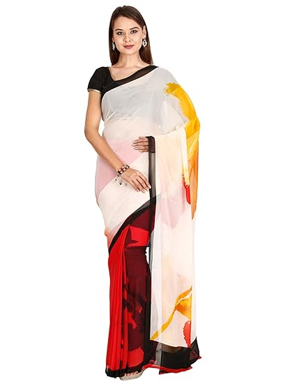 Faux Georgette Saree - Multicolor - (CCMYSY7031)