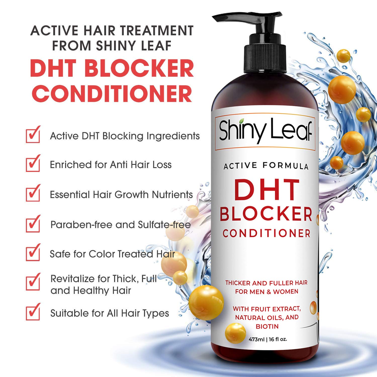DHT Blocker Conditioner for Hair Loss with Rosemary Leaf Oil, Anti-Hair Loss Conditioner for Hair Growth for Men & Women, For Softer & Smoother Hair, Paraben & Sulfate Free, 16 oz: Beauty