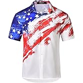 YOPMIN Men's American Flag Hawaiian Shirt Patriotic Short Sleeve Button Down Shirts 4th of July Summer Beach Aloha Outfit