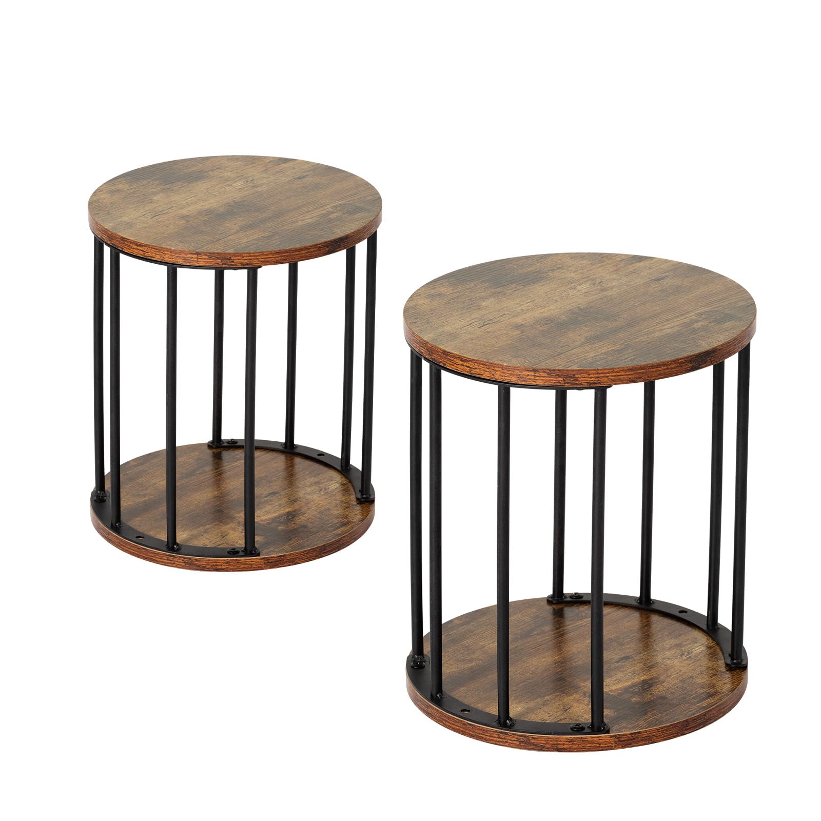 Photo 1 of HDANI Wooden Stool Set of 2 for Kids, Adults - 300lbs Load Capacity Garden Round Wood Stool, Non-Slip Small Step for Plant Stand, Kitchen, Bathroom and Bedroom, Brown