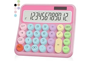 UPIHO Pink Calculator - Standard 12 Digit with Large LCD Display and Big Buttons - Office, School, Home, Business Accessory