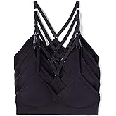Kalon Women’s 4 Pack Racerback Sports Bralette Seamless Wireless Comfort Bra
