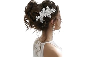 WOVOWOVO Bridal Hair Accessories Wedding Hair Pieces for Brides Headpieces for Women Rhinestone Crystal Silver Hair Combs