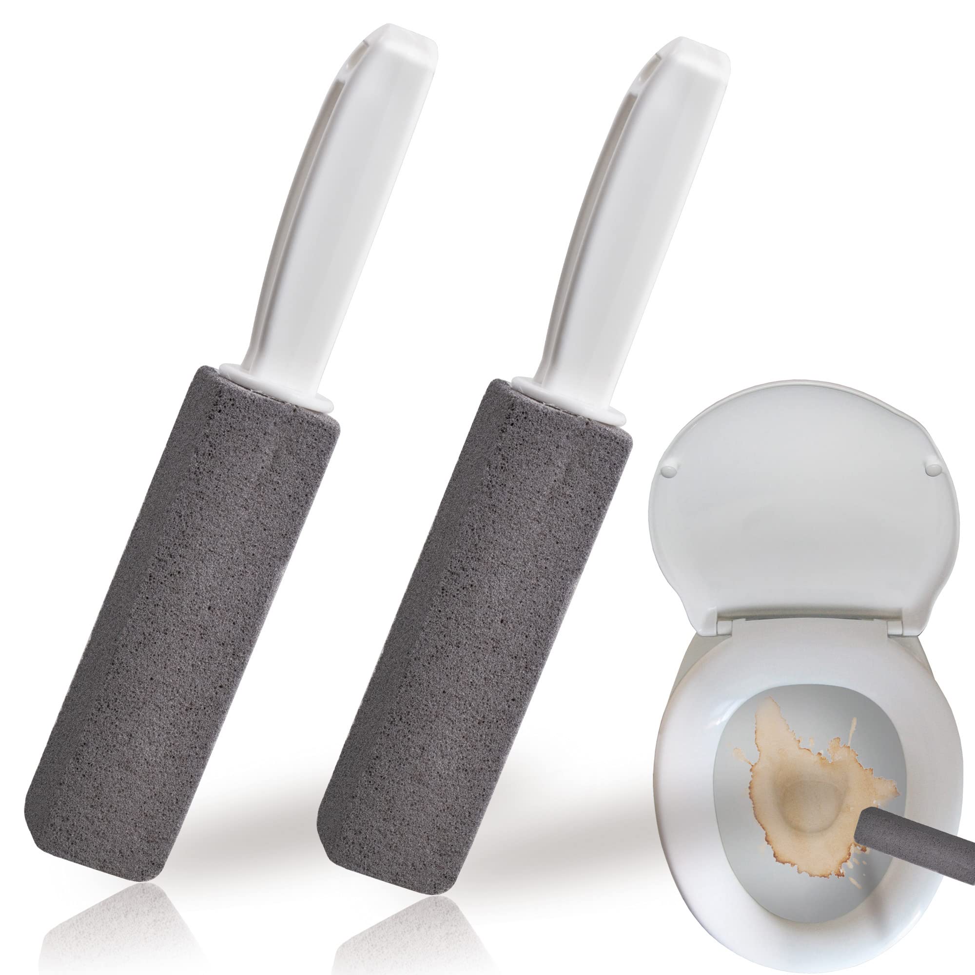 2 PCS Pumice Stone for Toilet, Toilet Pumice Stone for Cleaning with Handle, Toilet Pumice Cleaning Stone to Remove Water Rings Stains on Toilets Bowls, Suitable for Toilet, Sink, Swimming Pool