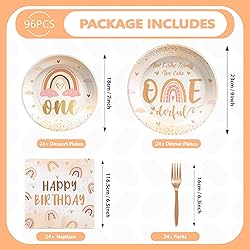 96Pcs Boho Rainbow 1st Birthday Decorations Isn't