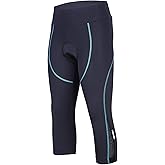 Women's Cycling Pants 3D Padded Bike Compression 3/4 Tights Bicycle Capri Pants with Wide Waistband(3XL,Blue)