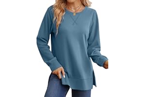 Saloogoe Sweatshirt for women Side Split Fall Fashion 2023 Long Sleeve Shirts Trending Now