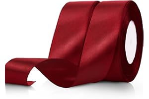 DIUEOLY 100 Yards 1 1/2 Inch Wine Red Ribbon, Burgundy Satin Ribbons, Maroon Fabric Hair Ribbons, Holiday Red Gift Silk Ribbon Ornament Wreath for Crafts Flower Bouquet Bow Sewing