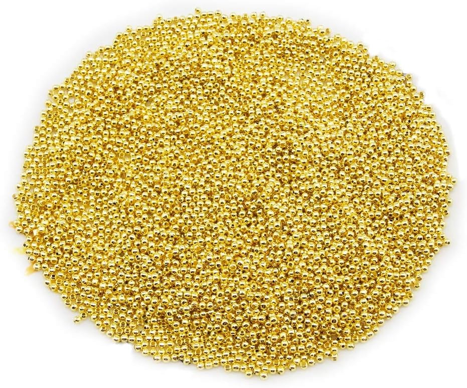 Inspirelle Iron Metal Spacer Bead Round Loose Beads (Gold, 2mm)