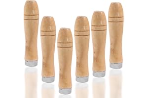 Luomorgo 6 Pcs Wooden File Handle with Metal Collars, Dia. 6mm Wood Handle for 10"-12" File Handles Wooden