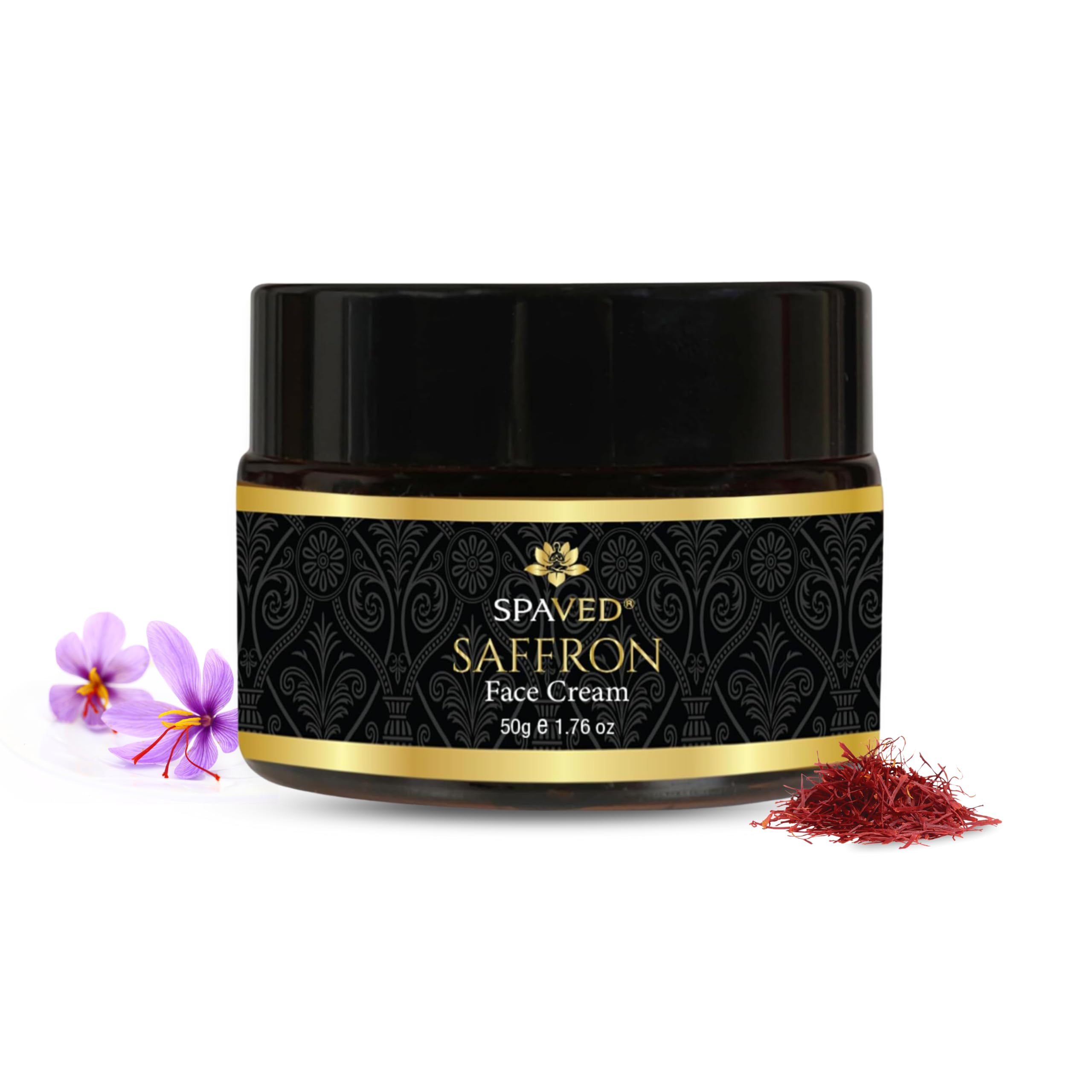 Spaved Saffron Face Cream 50g -Brightening Moisturiser with Aloe Vera & Licorice for Radiant Skin -Supports Youthful, Glowing Complexion - Herbal Day Cream - Vegan