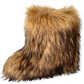 YXCFEWD Fur Boots for Women Winter Fluffy Furry Boots for Girls Flat Heel Snow Boots, 8 Wide