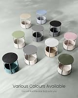 VASAGLE Round Side Table with Fabric Basket Laurel Green Cream LET223C69 view 9
