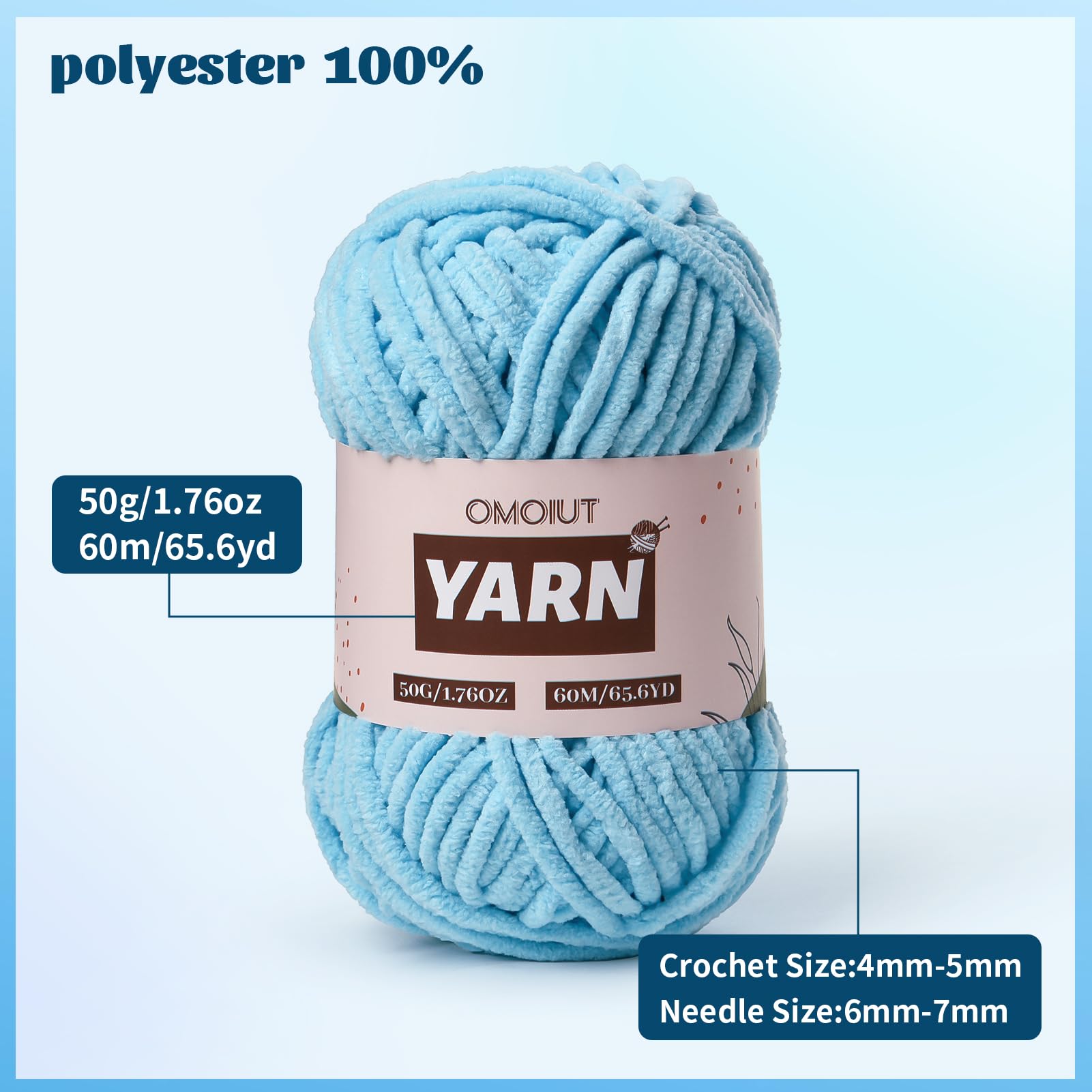 24 Pack Chenille Velvet Yarn - Baby Yarn for Crocheting Soft - Amigurumi Yarns Set with 1200g(1574yd) Crochet Yarns Crochet Hook、Stitch Markers、Fluffy Stuffing、Accessories