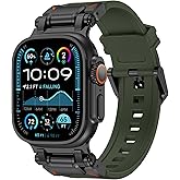 FULLIFE Designed for Apple Watch Band Apple Watch Ultra 3/2/1 49mm for Men, Silicone Rubber Bands with Metal Connector for Apple Watch Series 11/10 46mm, 9/8/7 45mm, SE2/SE 6/5/4 44mm, 3/2/1 42mm