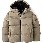 The Children's Place boys Water and Wind Resistant Hooded Zip Front Puffer Jacket, Faux Fur Lined