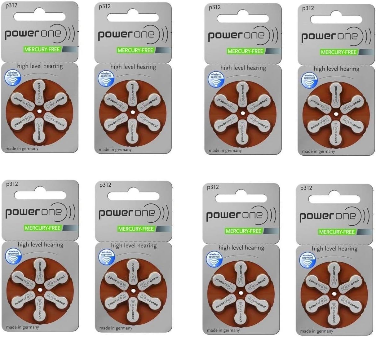 Power One Size 312 Mercury Free Hearing Aid Batteries: Health & Personal Care
