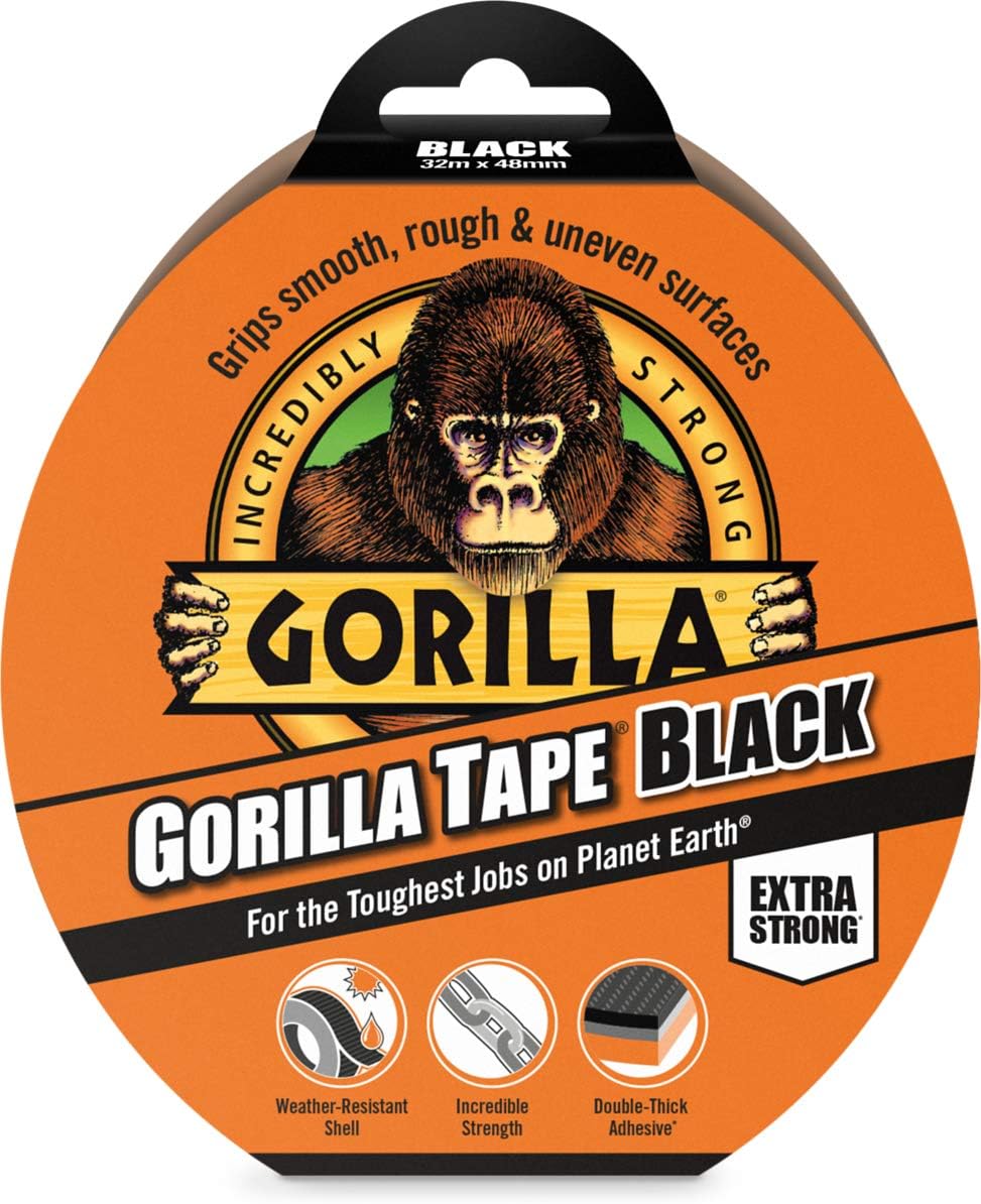 Gorilla GOR3049011 GTB32 Gaffer & Builders Tapes, Black, Pack 1