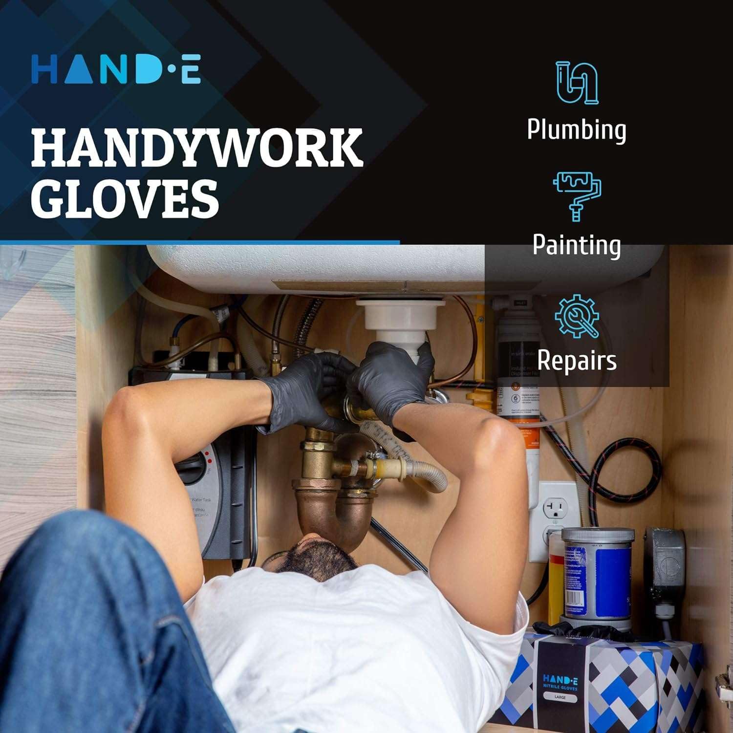 Hand-E Touch Black Nitrile Medical Gloves - Extra Thick 5 Mil, Disposable, Medium, 200 Count - Surgical, Latex Free, Powder Free Exam Gloves