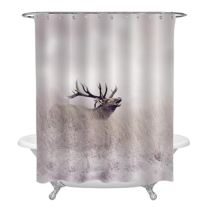 Amazon Com Mature Elk Walking In Tall Grass Shower Tub Curtain