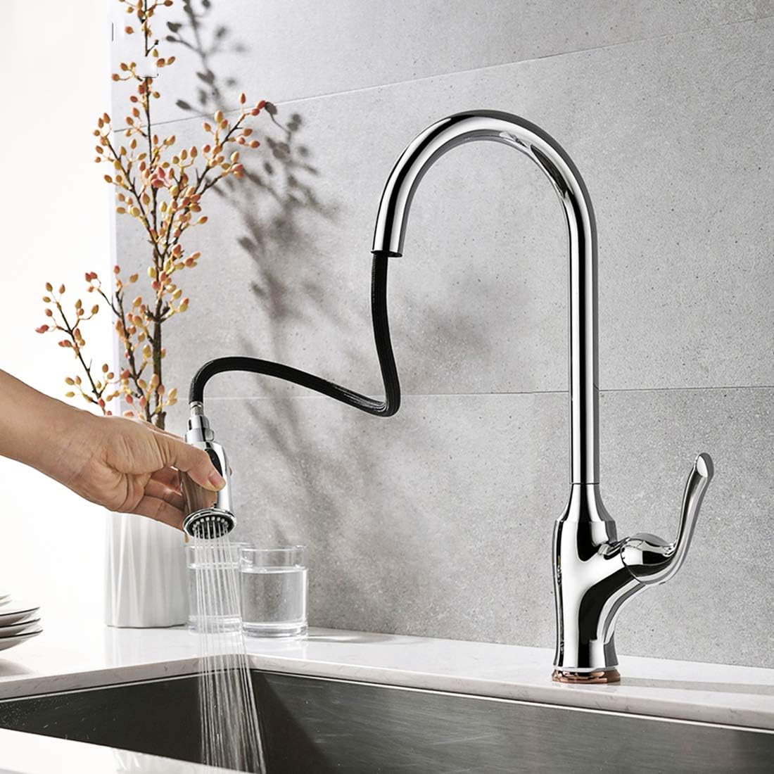 con Grifo De La Cocina Tirar hacia Abajo Pulverizador Comercial De Alta