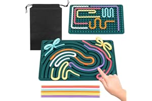 Briuhap Sensory Fidget Toys, Double-Sided Silicone Activity Busy Board for Stress Relief, Calming, Focus, Autism and ADHD, Tr