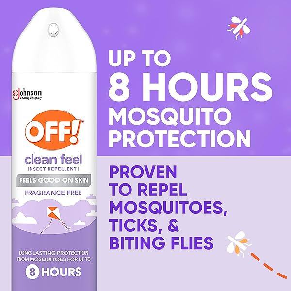 OFF! CLEAN FEEL INSECT REPELLENT AEROSOL WITH 20% PICARIDIN, BUG SPRAY WITH LONG LASTING PROTECTION FROM MOSQUITOES, FEELS GOOD ON SKIN, 7.5 OZ